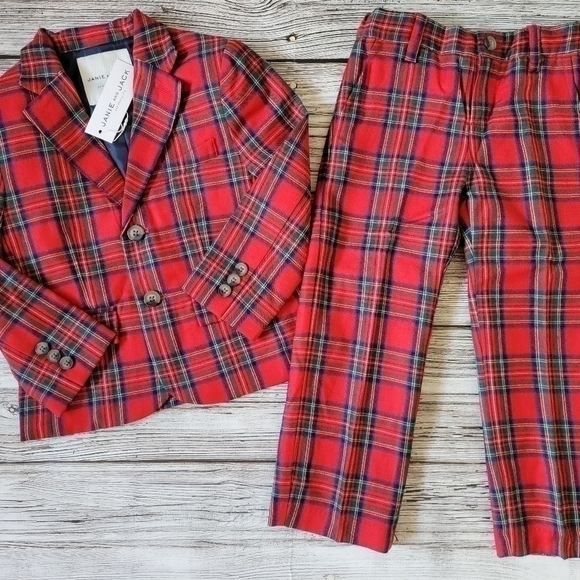 Janie and Jack Christmas Outfit Blazer and Pants 100% Wool NWT - Picture 4 of 6